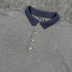 Vintage Box Office Mens Polo Shirt Size XL Blue White Textured Knit 90s 4 Button